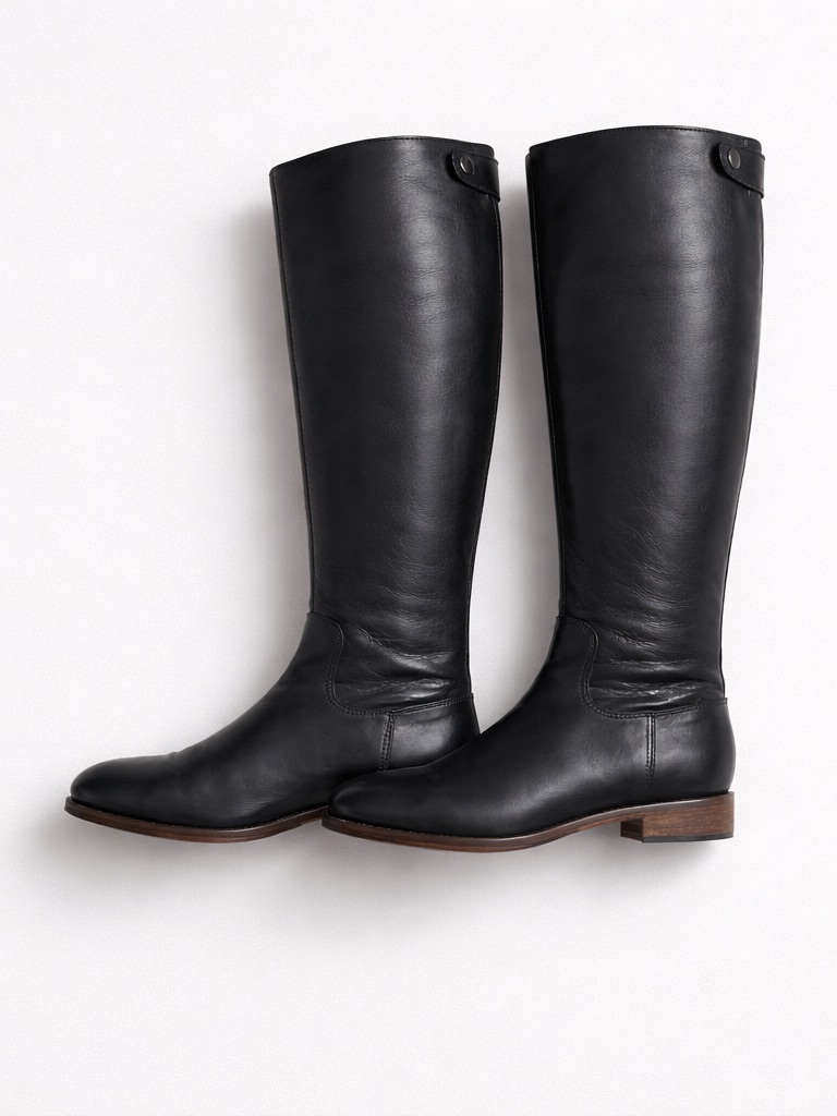 Gidigio Classic Tall Black Leather Riding Boots (38) Made In Italy